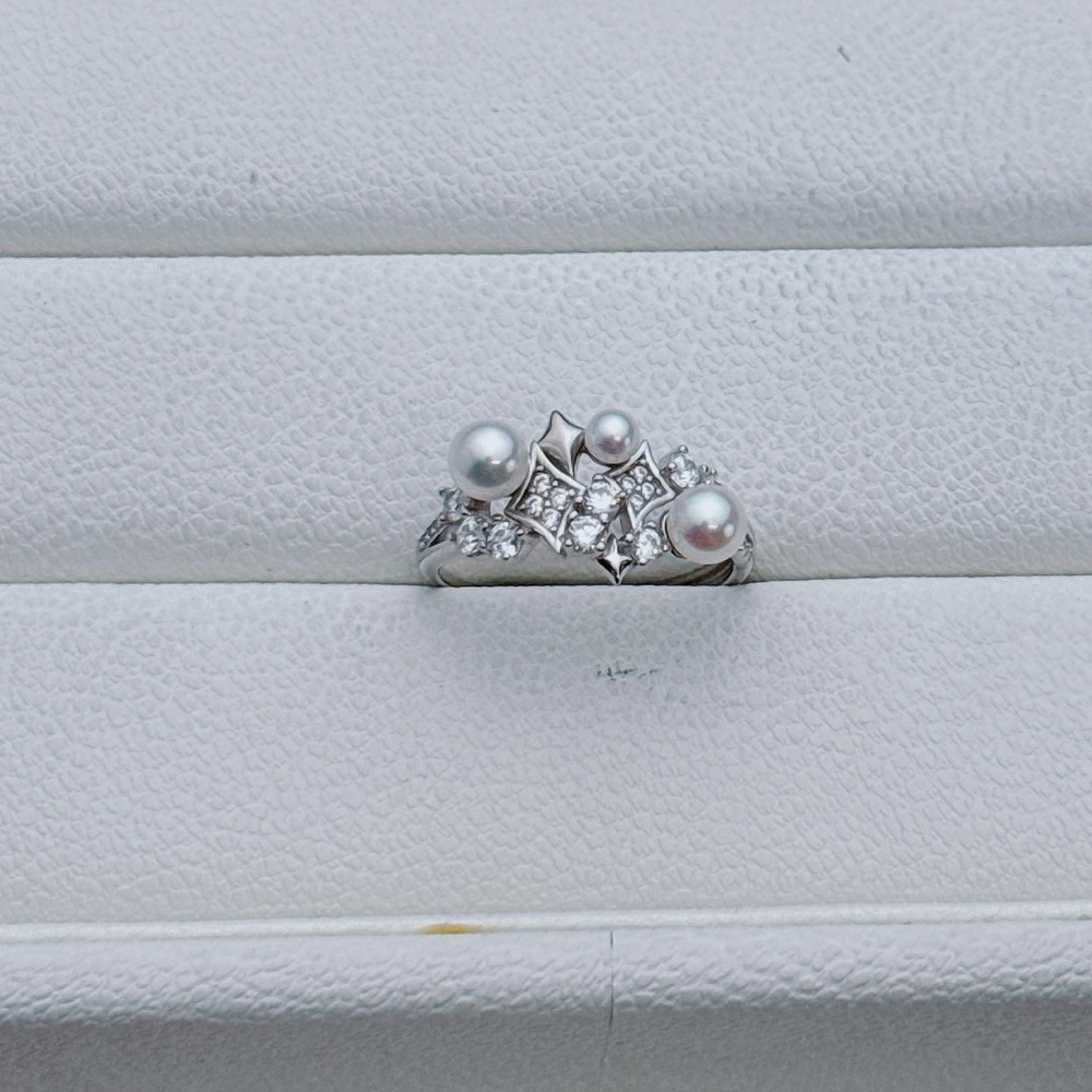 26R147 S925 High Quality Freshwater Baby Pearl Adjustable Ring